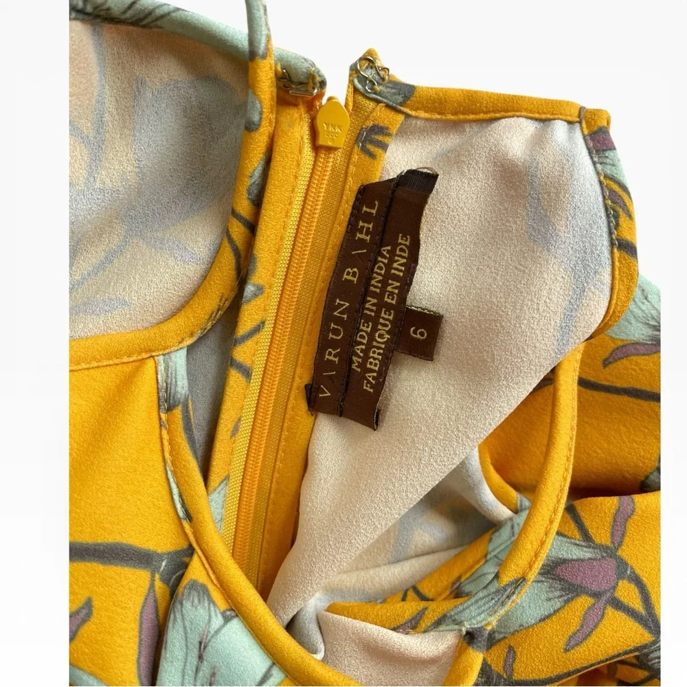 Varun Bahl Anthropologie Yellow Warbler Ruffled Crane Jumpsuit Size 6 - Picture 6 of 8